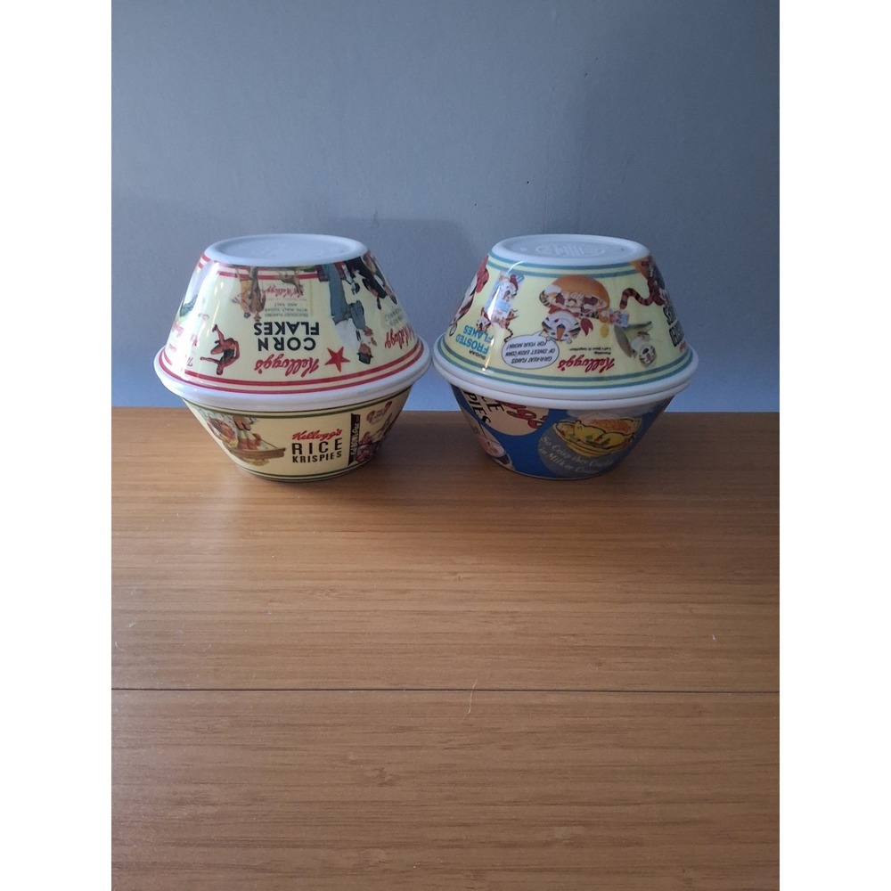 2010 Kellogg's Rice Krispie + Corn Flakes Cereal Bowls Melamine Lot Of 4